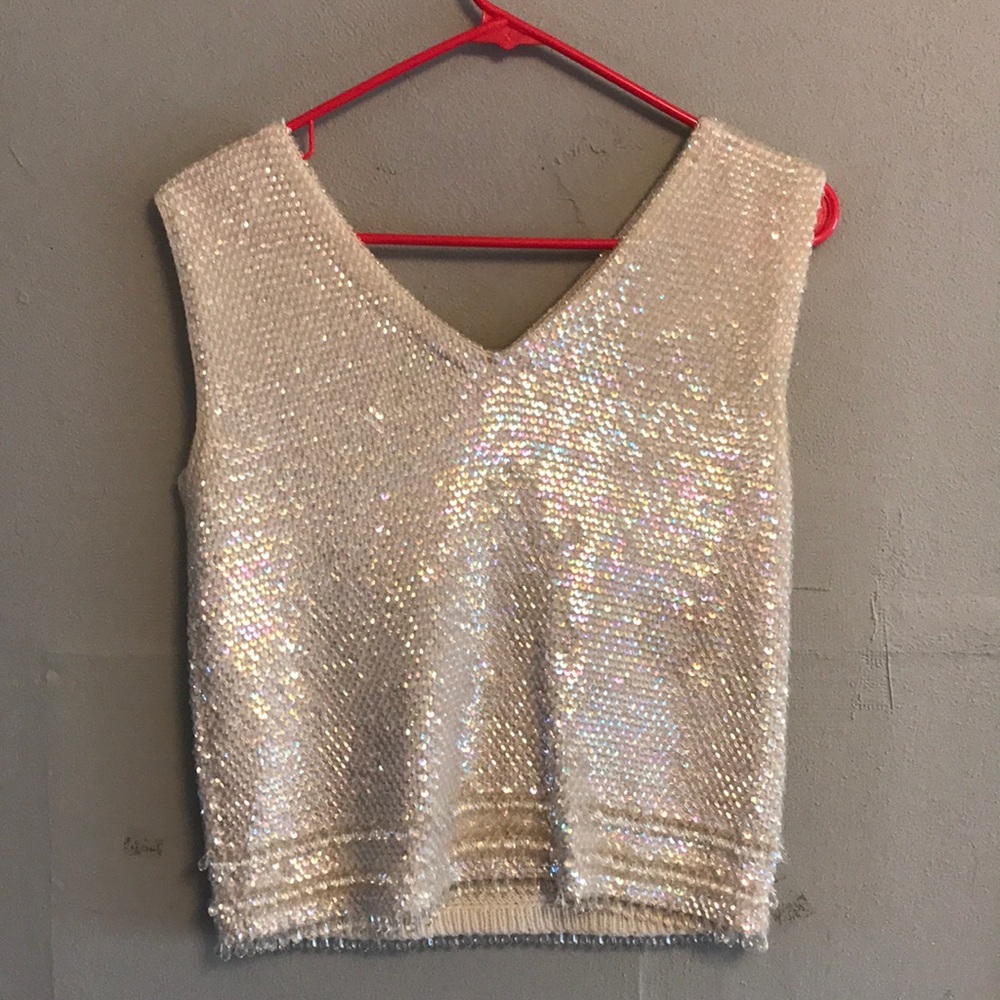 Sequin sweater vest - vintage S/M